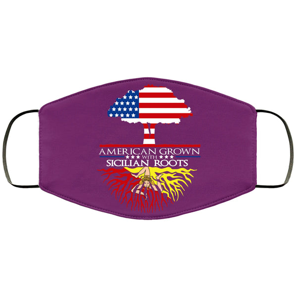 Sicilian Roots Face Mask Adult & Kids Mask American Sicily Flag Proud ItalianFace Masks Anti Microbial Ultra Breathable