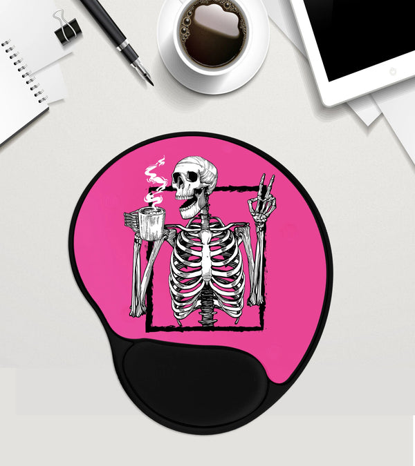 Skeleton Mouse Pad / Peace Sign Mousepad / Coffee Lover Gift / Custom Mouse Pad With Wrist Rest/ Mousepad Gel