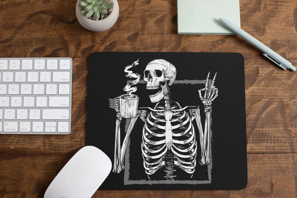 Halloween Skeleton Mouse Pad / Peace Sign Mousepad / Soft Grunge Aesthetic / Coffee Lover Gift / Skull & Bones Desk Accessories