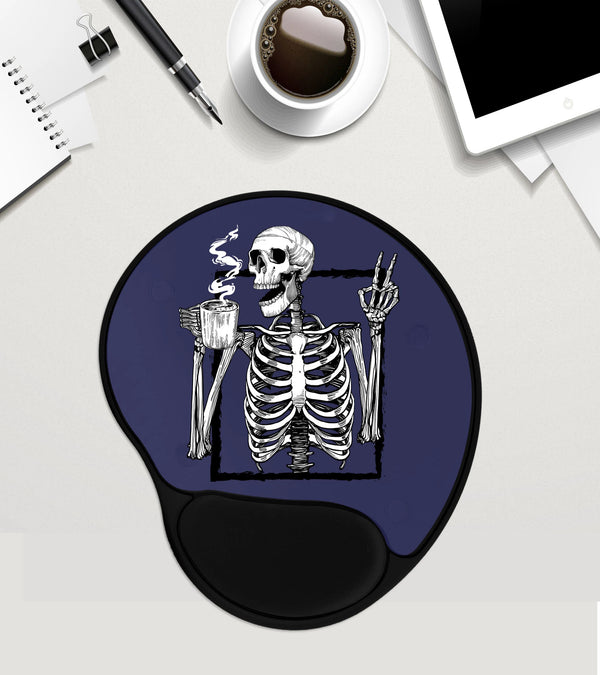 Skeleton Mouse Pad / Peace Sign Mousepad / Coffee Lover Gift / Custom Mouse Pad With Wrist Rest/ Mousepad Gel