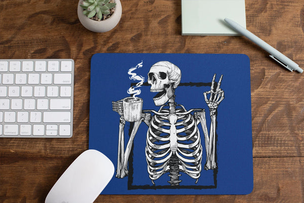 Halloween Skeleton Mouse Pad / Peace Sign Mousepad / Soft Grunge Aesthetic / Coffee Lover Gift / Skull & Bones Desk Accessories