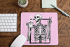 Halloween Skeleton Mouse Pad / Peace Sign Mousepad / Soft Grunge Aesthetic / Coffee Lover Gift / Skull & Bones Desk Accessories