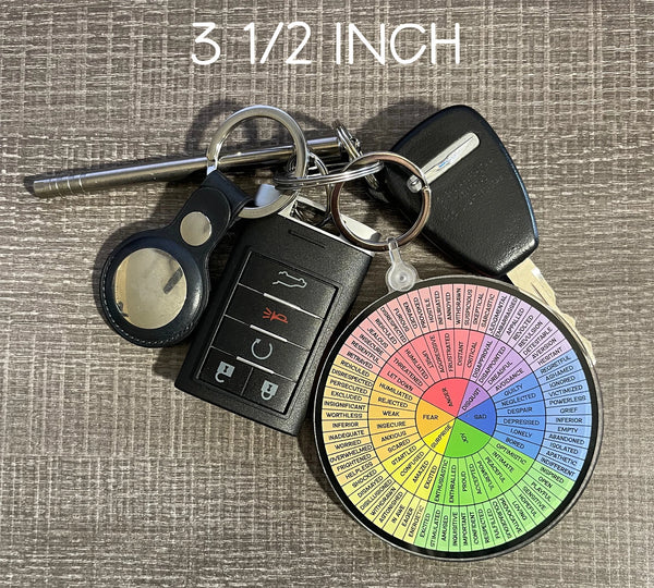 Feelings Wheel Keychain 2 1/2" or 3 1/2" / Acrylic Emotions Wheel Key Chain / Self Care Keychain / Therapist Gift / Stocking Stuffer