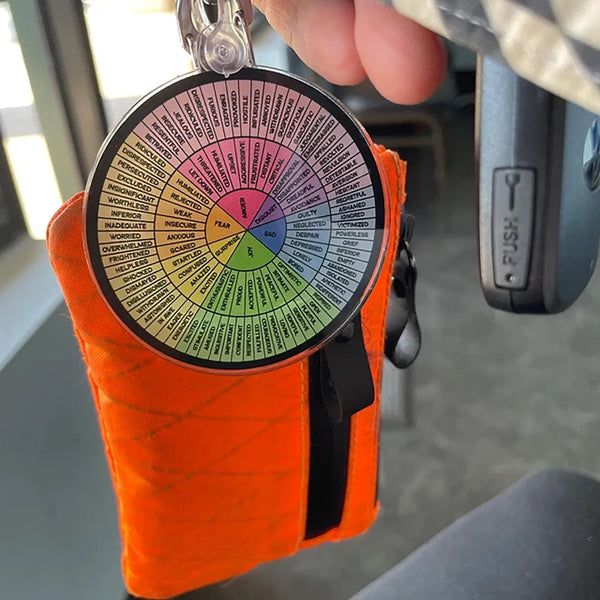 Feelings Wheel Keychain 2 1/2" or 3 1/2" / Acrylic Emotions Wheel Key Chain / Self Care Keychain / Therapist Gift / Stocking Stuffer