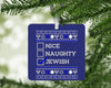 Funny Jewish Ornament Aluminum Hanukkah Christmas Ornaments Hanukkah Decorations Nice Naughty Jewish Christmas Tree Decor